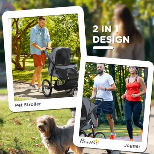 PawHut Dog Pram for Medium Small Breeds w/Rubber Wheels, Grey — view 5