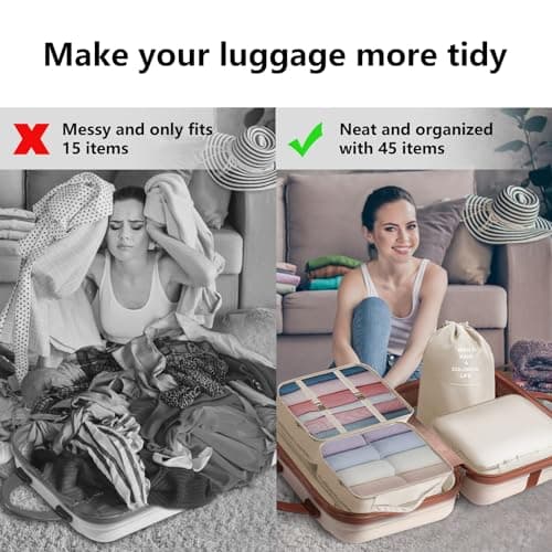 Jsdoin Packing Cubes for Suitcase,11 PCS Travel Luggage Packing Cubes for Backpack, Waterproof Essentials Suitcase Organiser Bags, Travel Accessories (Beige) — view 5
