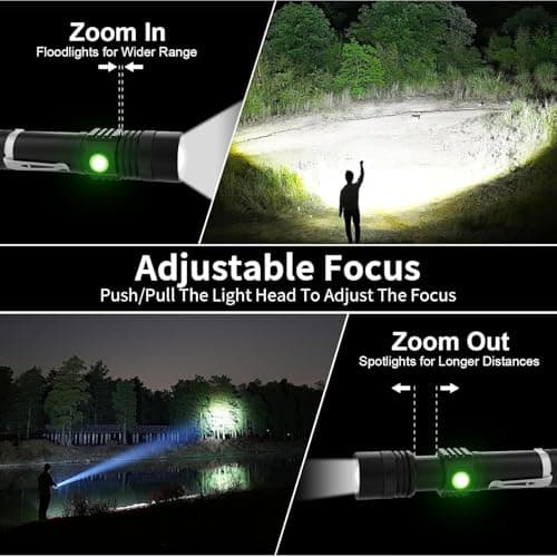 AOMEES LED Torch Rechargeable, 1400LM Adjustable Focus Flashlight 2 Pcs — view 3