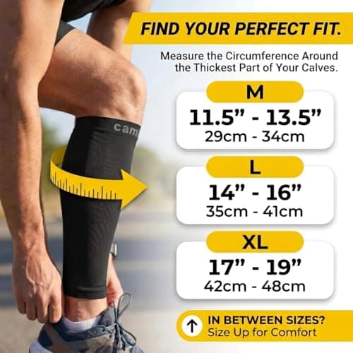 CAMBIVO Calf Compression Sleeves 2 Pairs, 20-30 mmHg, Footless Flight Socks — view 2
