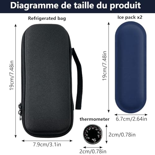 Zeeorymn Medicine Refrigerated Travel Box, Medicine Refrigerated Bag with 2 Ice Packs and Thermometer, Insulin Cooler Travel Case, Easy to Carry Refrigerated Box (Black) — view 2