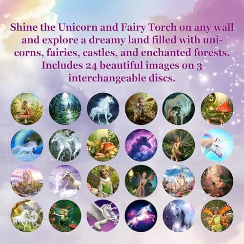 Unicorn & Fairy Torch Projector - Girls Birthday Presents & Toys, 3 Year Old Girl Gifts with 24 Images, Focus Lens, Easy Grip, Girls stocking fillers, Durable Plastic, Bright Projection — view 3