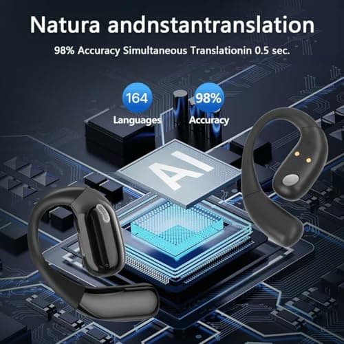 AI Translation Earbuds Real Time, Audifonos Traductores Inglés Español, LCD Touchscreen Real-Time Translator for 164 Languages & Accents,Translator Earbuds for Business Travel with iOS and Android — view 2