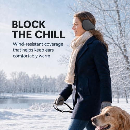 NWDEY 2 Pack Winter Warmers Ear Muffs for Women and Men，Black*Dark Grey — view 4