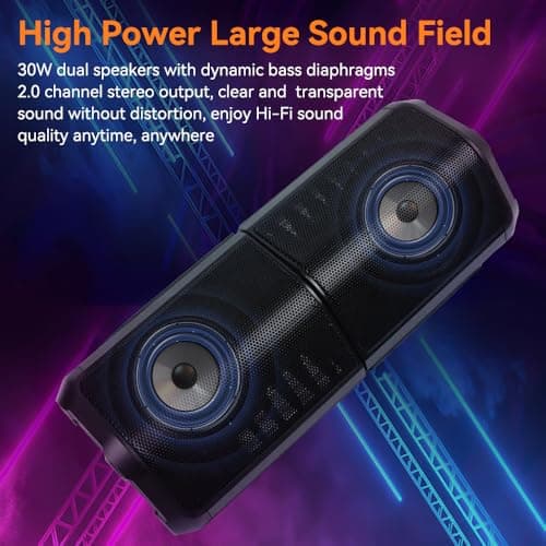 CYBORIS 2 in 1 Bluetooth Speaker, Split Speakers Wireless Bluetooth 5.4 with RGB Light, 30W Loud Stereo Sound, Waterproof, 24H Playtime, Splittable, Portable Bluetooth Speaker for Outdoor Travel,Sport — view 6