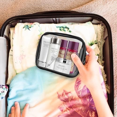 PLULON 2 Pack Small Make-up Bag - Clear Toiletry TSA-Approved Travel/mini Make-up Zipper Pouch - Cosmetic Bag for Women/Men Purse Essentials - Black — view 6