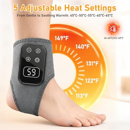 2PCS Cordless Foot and Ankle Massager for Pain Relief, Heating Pad, Ankle Heating Wrap, Cordless Foot Massager with Heat and Vibration, Portable for Home and Travel Use — view 2