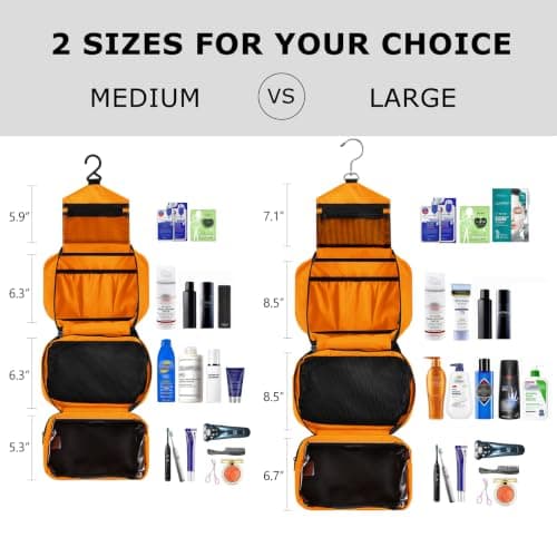 jiemei Hanging Toiletry Bag Waterproof, Travel Wash Bag for Men & Women with 4 Compartments, Foldable Compact Size, Super Durable Fabric — view 2