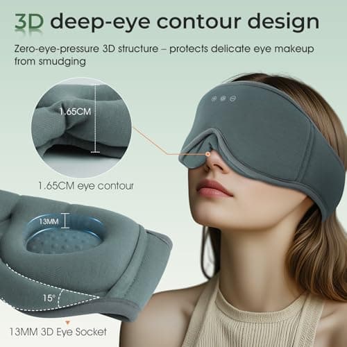 MUSICOZY Breathable Organic Bamboo Cotton Sleep Mask Headphones — view 4