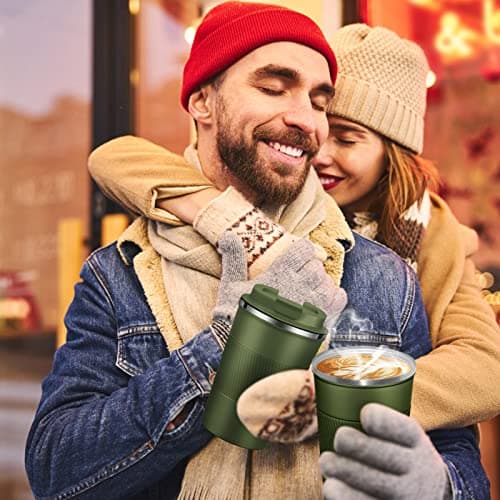 EALLEN Travel Mug with Leakproof Lid,Insulated Reusable Coffee Mug for Hot&Cold Drinks/Tea,Portable Stainless Steel Thermal Takeaway Travel Coffee Cup for Car//Picnic/Office/School (Green), (CM03RD) — view 6