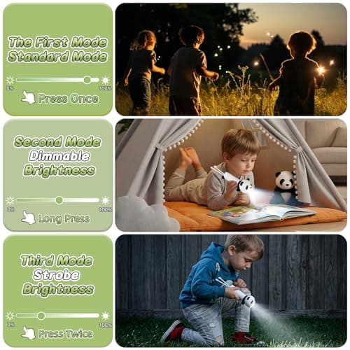 ZKLiLi Kid's Rechargeable LED Panda Flashlight, LED Kid Flashlightfor Both Boys and Girls, Fun Flashlight Suitable for Camping and Outdoor Exploration, Birthday Gift — view 4