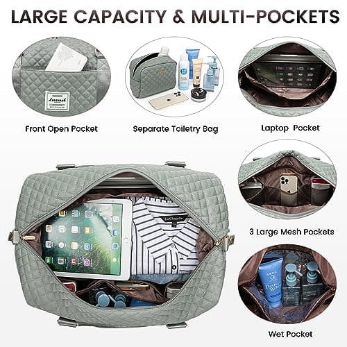 LOVEVOOK Travel Bags for Women, Large Weekend Overnight Holdall Duffel Bag with Shoe Compartment, Hospital Maternity Bag with Toiletry Bag Waterproof Cabin Carry on Hand Luggage Bag for Travel Sports — view 3