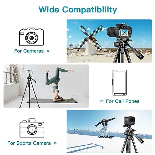 Victiv Camera Tripod for Canon Nikon Sony 172cm, Lightweight & Portable — view 2