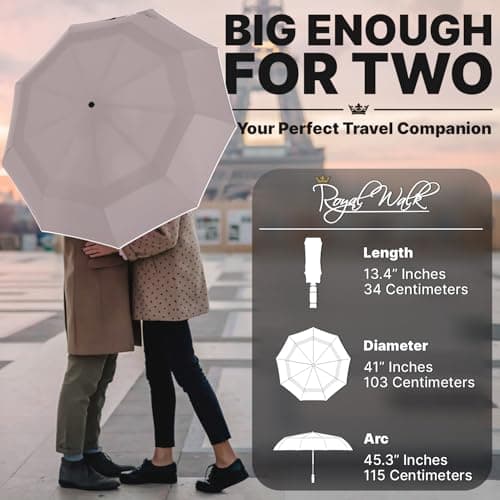 Royal Walk Folding Travel Compact Umbrella Windproof Strong for Men & Women — view 2