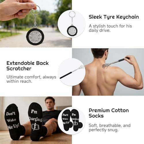 Iyxeo Funny Birthday Gifts for Men, Men's Gift Set with Tumbler, Telescopic Back Scratcher & Novelty Socks, Unique Present Ideas for Dad, Husband, Brother, Boyfriend, Father's Day & Valentine's — view 4