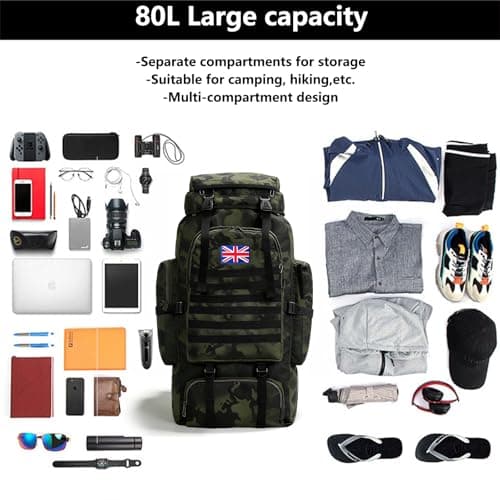 Lesbyit 80L Waterproof Hiking Backpack Lightweight Tactical Rucksack — view 5
