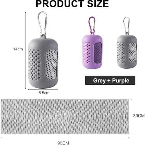 LanTeYouPin Cooling Towel, Set of 2 Quick Drying Towels, 90x30cm Microfibre Soft Breathable Cooling Towel for Fitness Sports, Travel (Grey/Purple) — view 4