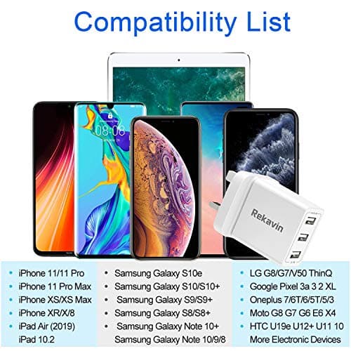USB Plug,Multi USB Plug Adaptor UK 5V/3A for iPhone Charger Head,Multiple Port Dual Charging Adapter UK Triple Way 3 Pin Double Main Charge for iPhone 16 15 14 13 12 11 X XR XS 8 7 6 6S 5 5S SE,iPad — view 5