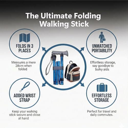 Life Healthcare Gel Handle Walking Stick, Adjustable Cane, Blue Crackle — view 5