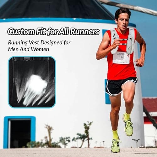 Running Vest Women Men,ight Reflective Hydration Vest Pack with 1500ml Soft Water Bottle,Adjustable Hydration Vest For Hiking Trail Cycling Marathon（Black） — view 6