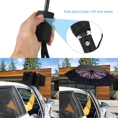 Aolso Travel Umbrella - Windproof Automatic, 8 Ribs Compact Folding, Auto Open/Close, Portable for Men & Women-Cherry blossoms — view 6