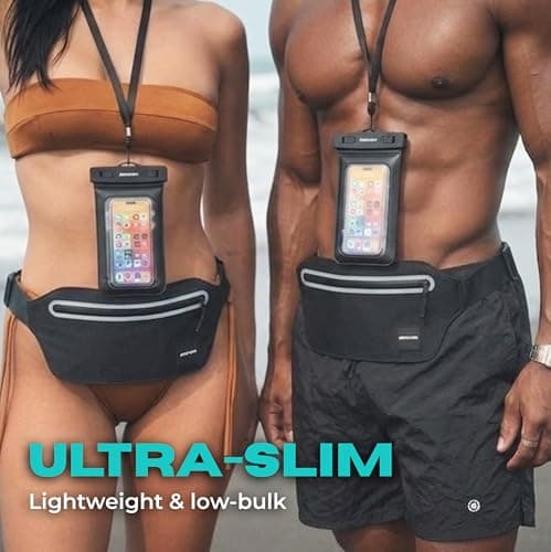 Drench 100% Waterproof Black Bum Bag – IPX8 Waterproof Waist Bag for Phone & Holiday Travel Essentials, Waterproof Belt Bag for Swimming, Snorkelling, Kayaking & Beach Holidays, Fits iPhone & Samsung — view 4