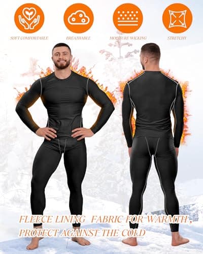 Hicarer 6 Pack Thermal Underwear for Men Fleece Lined Hunting Gear Set Base Layer Bottom Top for Cold Winter Weather, Vivid Color, XL — view 3