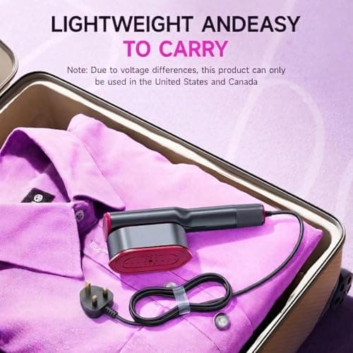 Dr.flash Travel Steamer for Clothes, Portable Steamer for Clothes, 1200W 2-in-1 Steam Iron for Travel, 15s Fast Heat Up, Handheld Steamer for Clothes with 160°C Smart LED Display & 7 Fabric Modes — view 6