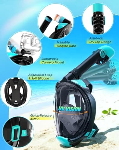 Lealinga Snorkel Set Adults, Full Face Snorkel Mask with Flippers — view 2