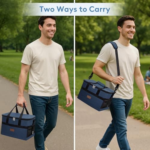 Lifewit Cooler Bag 30 Cans Collapsible and Insulated Large Lunch Bag Leakproof Soft Cooler Portable for Camping/BBQ/Family Outdoor Activities, Dark Blue — view 6