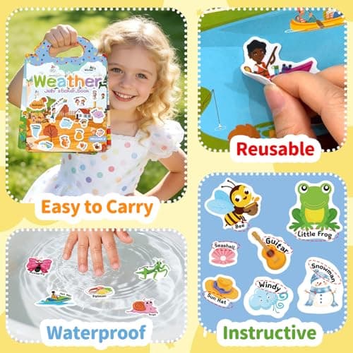 CREATIVETREES 6 Sets Reusable Sticker Book for Toddlers 3-6, Jelly Sticker Books for Toddler, Travel Sticker Activity Toys for Kids 3 4 5 6 Years Old Girls & Boys — view 6
