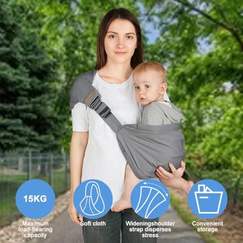 AUYAO Baby Sling Carrier Portable Breathable Toddler Sling Thick Shoulder Strap 3D Mesh Wrap Sling Wrap Baby Carrier Adjustable Baby Hip Sling Carrier for Newborn Up to 0-36 Month(Leaf Pattern) — view 5