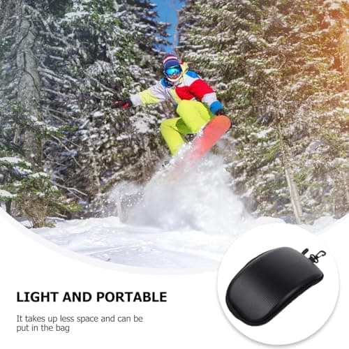LALADEFIEE Ski Goggles Box with Zipper, Waterproof Hard Protective Sports Glasses Case, Black Leather Eyewear Storage for Skiing and Snowboarding — view 3