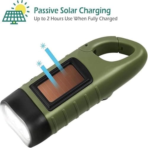 Bryze 2-Pack Solar Hand Crank Torch Set, Dual Power Flashlight with Carabiner Hook, Rechargeable Outdoor Torch for Camping, Hiking, Travel and Emergency Lighting — view 4