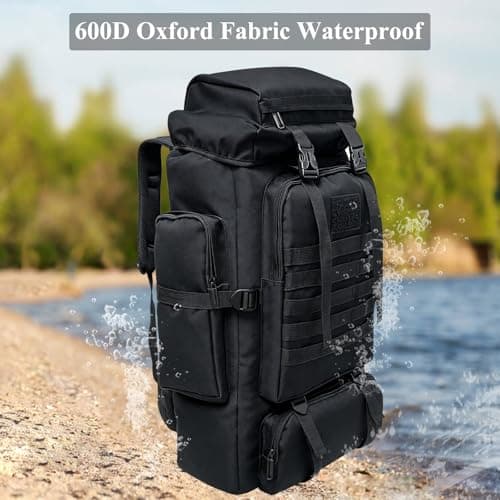 Ogetok 80L Hiking Backpack Camping Rucksack, 80 liters Large Capacity Outdoor Knapsack Travel Climbing Mountaineering Carry On Backpack Bag, Trekking Backpacking for Men Women, Black — view 5
