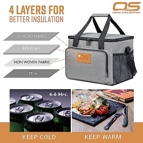 Insulated Portable Food Cooler Bag, Large Capacity, Waterproof, Lightweight, for Camping, BBQ, Travel, and Outdoor Activities (Grey, 15L) — view 2