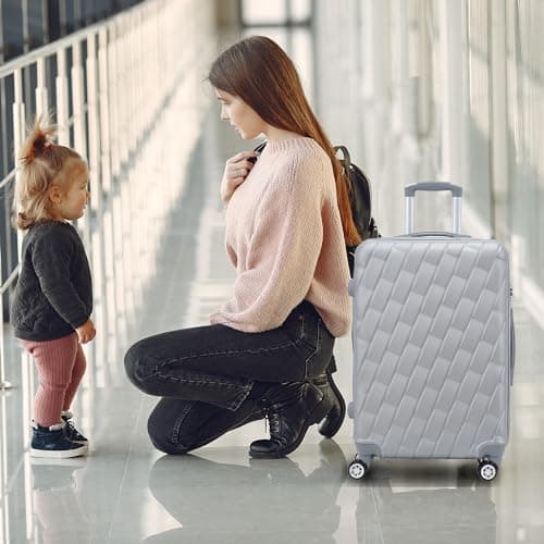 RMW Cabin Suitcase Hard Shell | Lightweight | 4 Dual Spinner Wheels | Trolley Cabin Bag | 20" Carry On Suitcase Luggage | Combination Lock | (Silver) — view 6