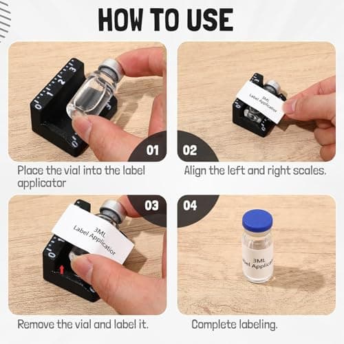 Vial Label Applicator - 3ml 10ml Precise Reusable Tool, Bottle Sticker Aligner | Accurate Small Container Label Positioning Device Cosmetic Jar Oil Container Craft Storage Organization System For — view 6