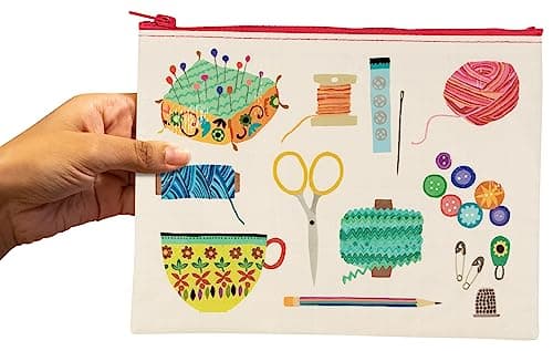 Blue Q Zipper Pouch –Recycled Cosmetic Travel Bag, Chunky Zipper-Sewing Kit — view 2