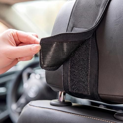 Forbell Car Headrest Pillow Soft Suede Fabric Memory Foam Car Neck Pillow Ultimate Comfort and Support for Driving and Travel(Black) — view 6