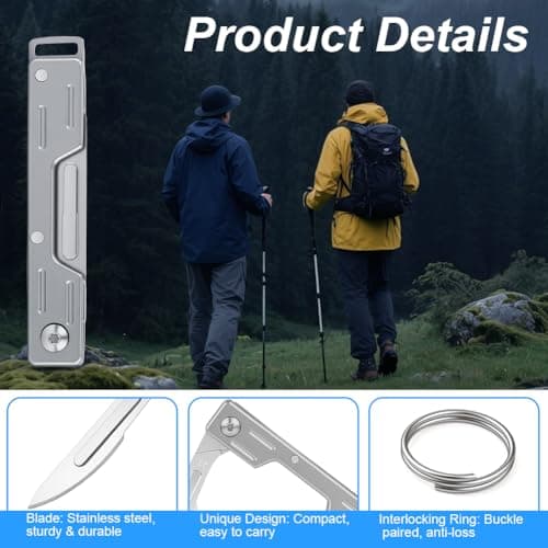 Vicloon Folding Utility Knife, Pocket Cutter for Everyday Carry, Pocket Box Opener, Folding Utility Multitool, Camping Multitool Accessories, Pocket Gadgets for Men Outdoor, Camping, Hiking — view 3