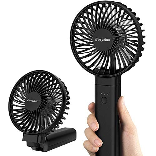 EasyAcc Handheld Fan Rechargeable,5000 Battery Operated Portable Fan [4 Speed 20 Hours Quiet Powerful Fan] Power Indicator/One Touch Power Off Foldable Personal for Travel Office Outdoor - Black