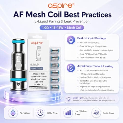 ASPIRE AF Mesh Coils 1.0 Ohm [Pack of 5] Replacement — view 5