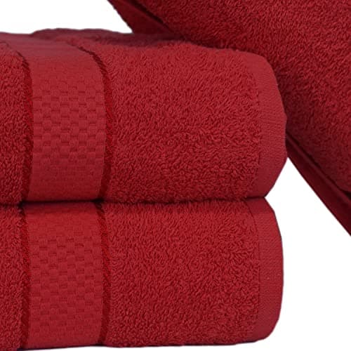 Casabella Pack of 2 Large Jumbo Bath Sheets 100% Egyptian Combed Cotton Big Beautiful Towels_Red_2pcs — view 2