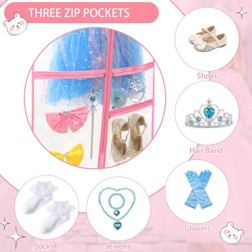 4 Pack Clear Dance Garment Bags 40" Dance Costume Bags with 3 Pockets,Pink — view 4