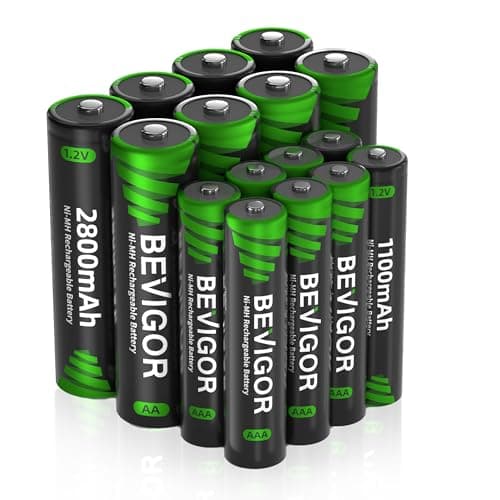 BEVIGOR 16 Pack AA AAA Rechargeable Batteries Set 8 x 2800mAh AA & 8 X 1100mAh AAA Batteries High Capacity, 1.2V Low Self-Discharge, PreCharged