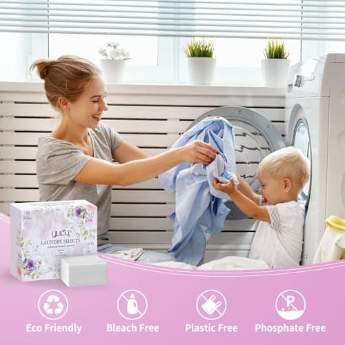 YUCO Laundry Detergent Sheets 80 Washes, Eco Travel Laundry Detergent Liquidless Detergent Soap Sheet, Dissolvable in in Sink and Washer, Plastic Free Packaging, Jasmine And Lily of the Valley (150g) — view 5