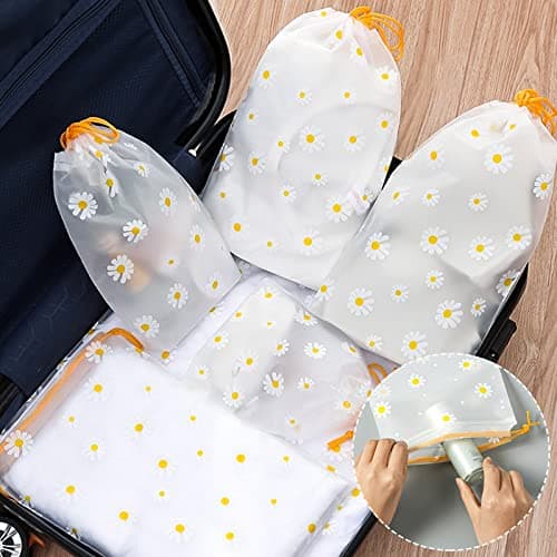 10 Travel Storage Bags, Reusable Ziplock Bags for Clothes Plastic Drawstring Shoe Storage Pouch, Waterproof Luggage Organizer Bags for Cloth Shoe Underwear Travel Accessories — view 6