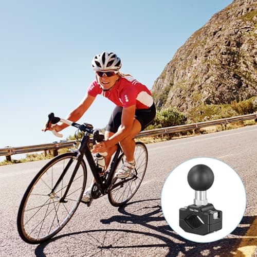 1 Inch Ball Head Handlebar Mount, RAM Ball Head Adapter with U-bolt Mounting Base, 25.4 mm/1" Aluminum Alloy Ram Mount Ball Base, Motorcycle Bicycle Handlebar Mount Clamp with Ball Connector — view 6