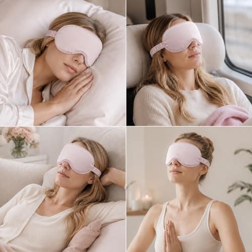 2 Pack Soft Breathable Light Blocking Sleep Eye Mask Pale Pink for Travel — view 5